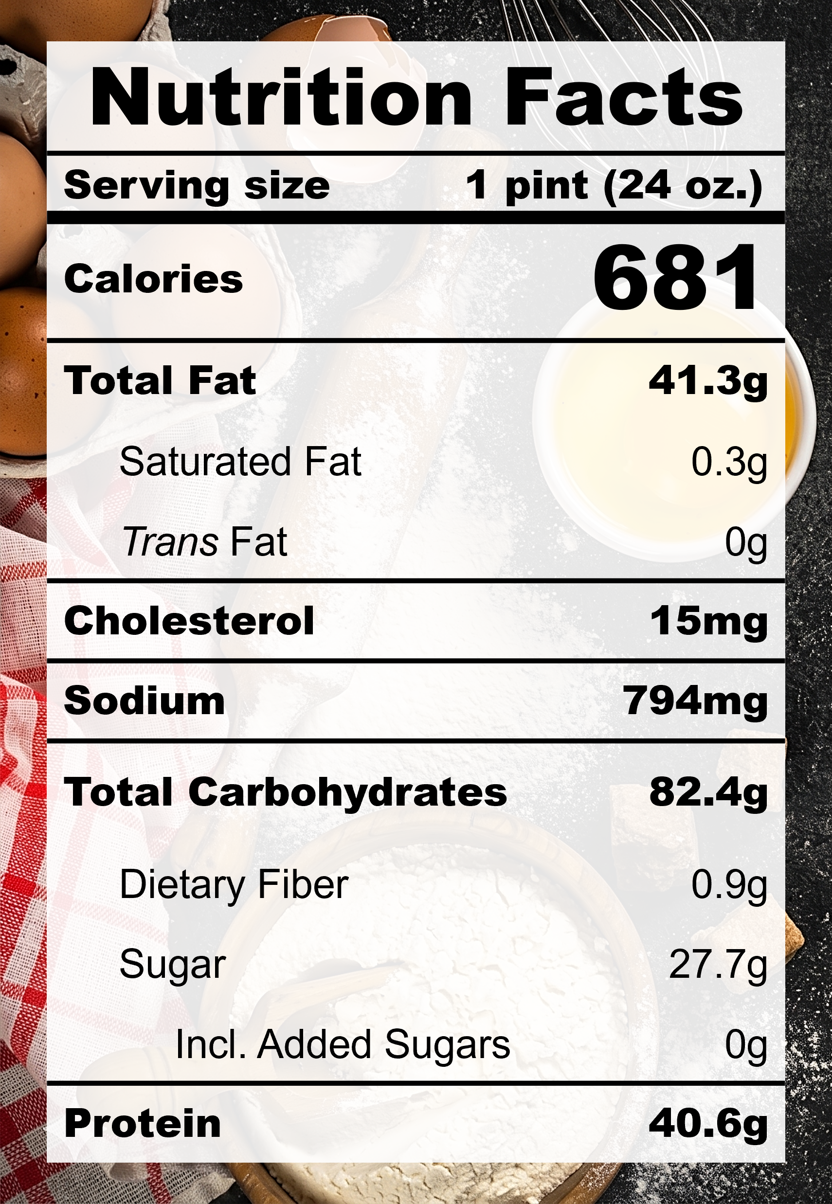 Nutrition Facts for B3.1 Roasted Black Sesame