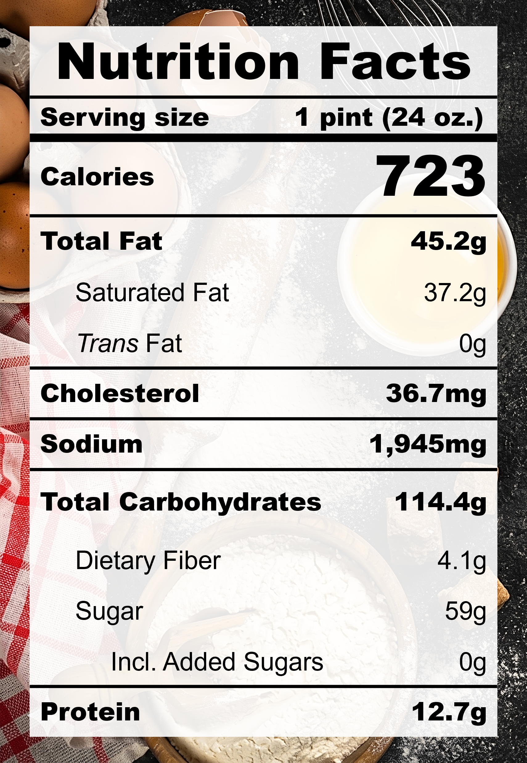 Nutrition Facts for B6.1 Mango Coconut Salted Foam