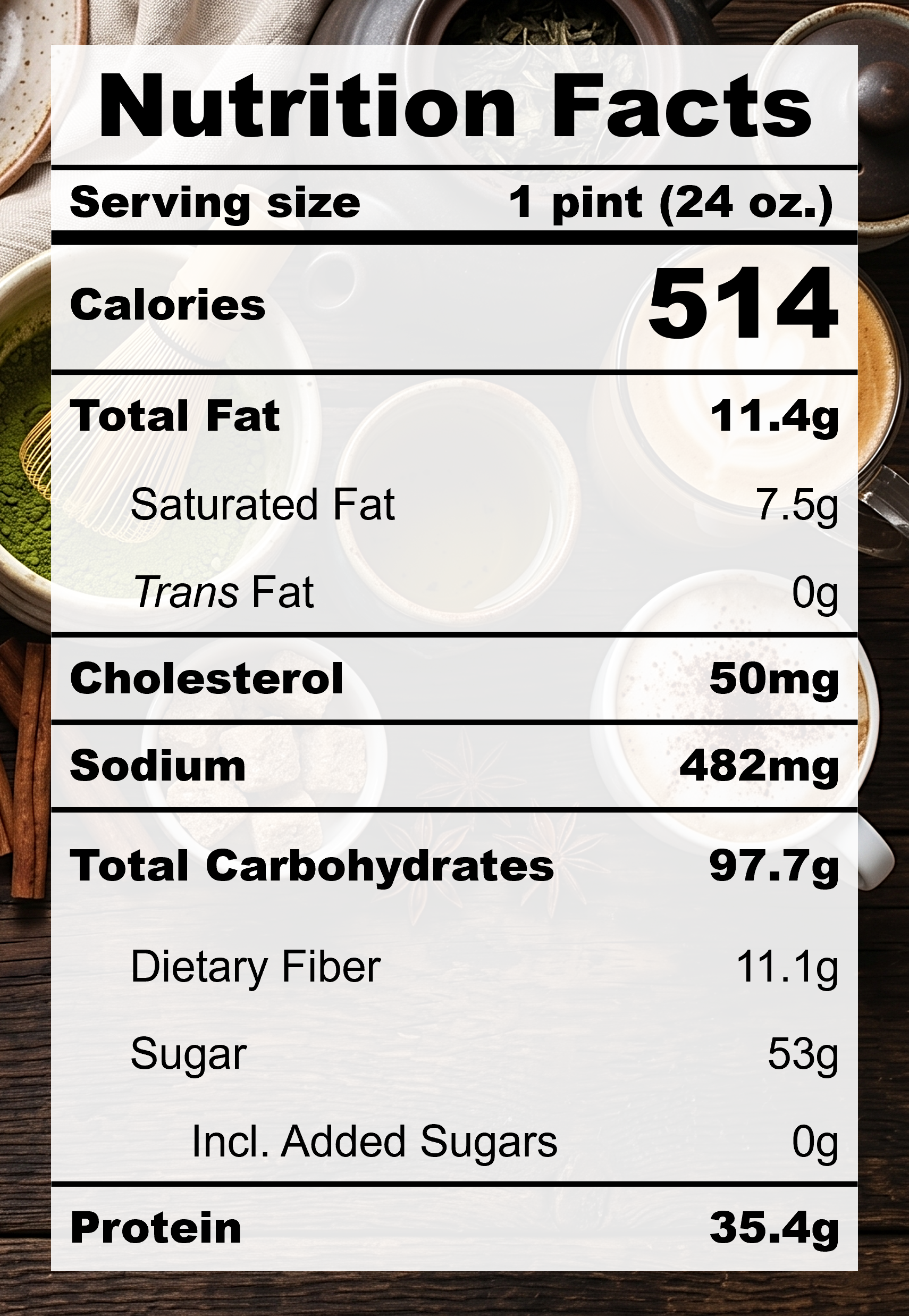 Nutrition Facts for C3.1 Coffee Date