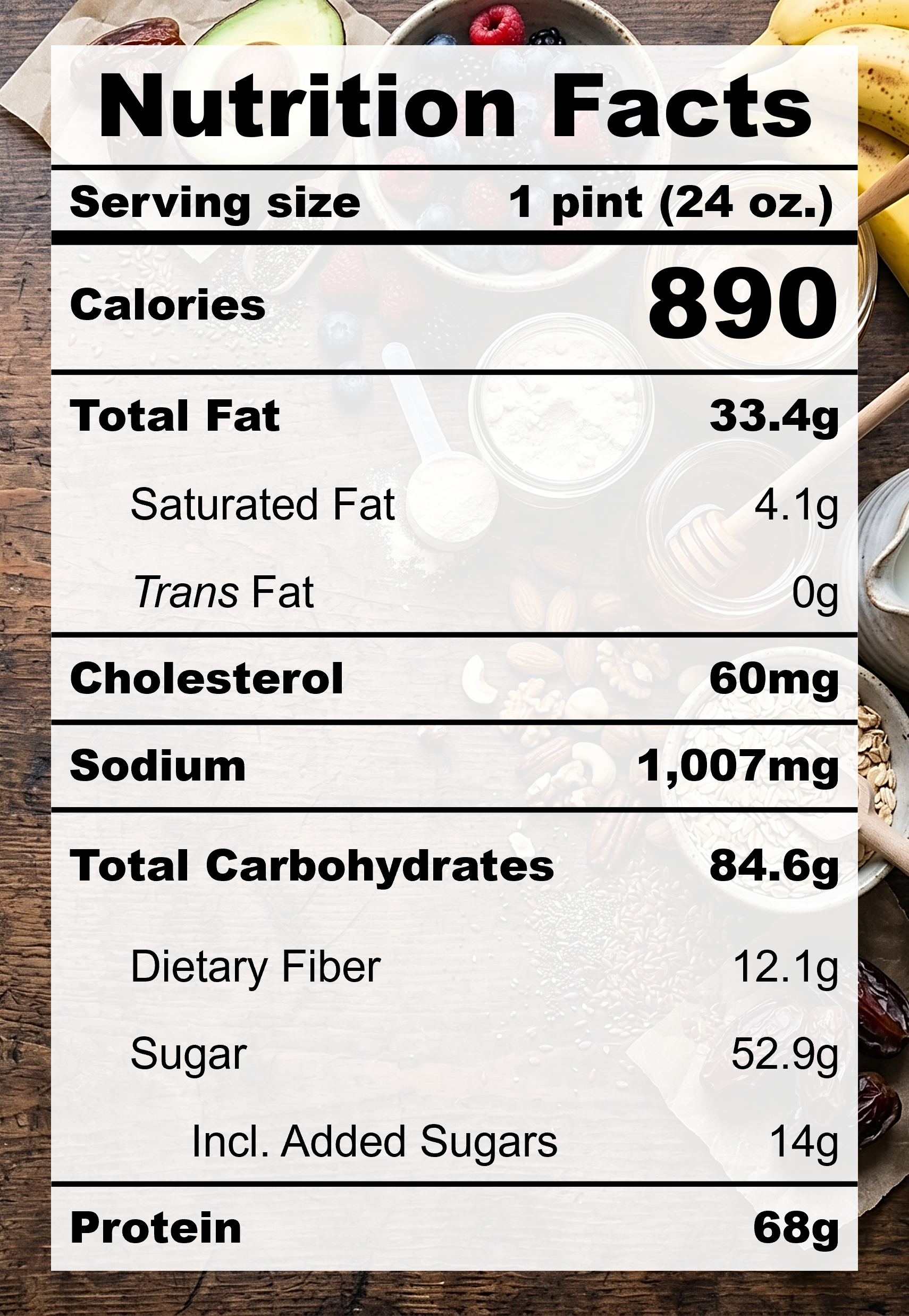 Nutrition Facts for P1.1 Monkey Choconutty
