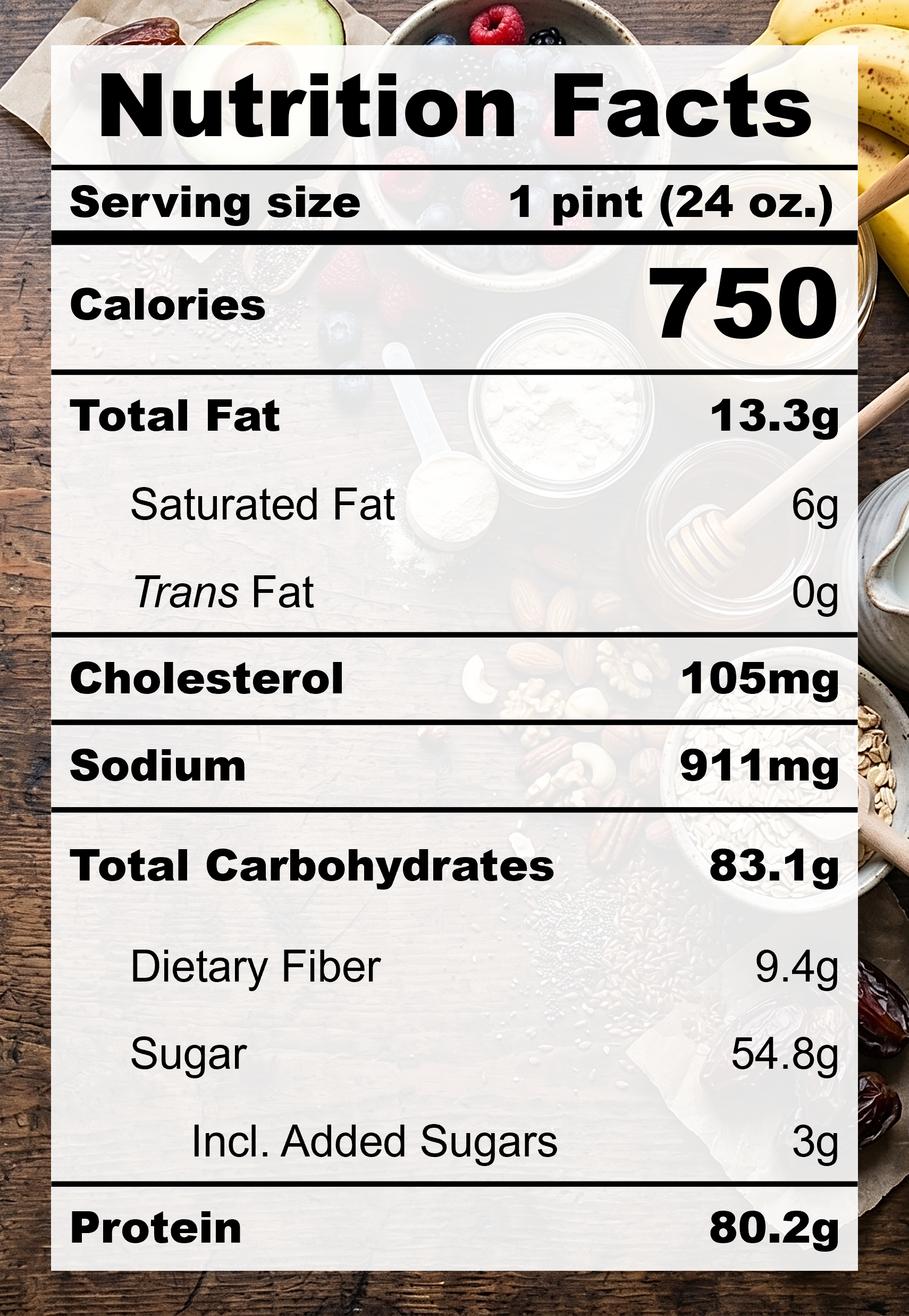 Nutrition Facts for P1.4 Monkey Choconutty